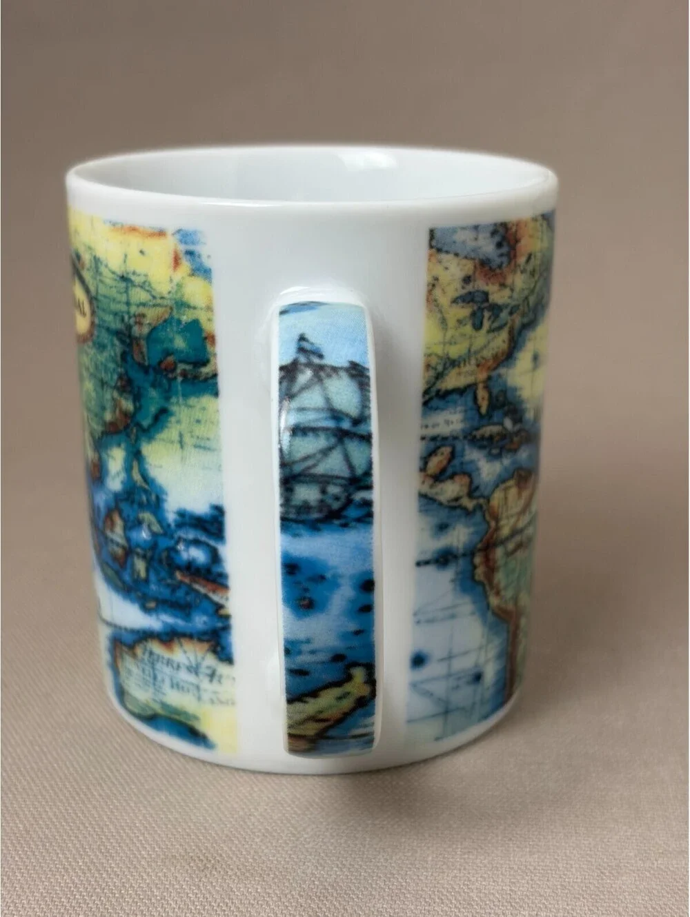 Paul Cardew Global Warming Terrestrial Globe Coffee Mug Antique World Map Cup